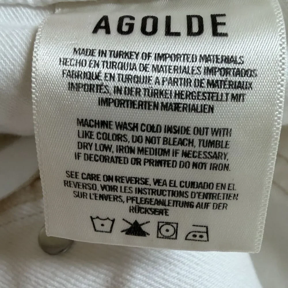 Agolde Parker Long Shorts Womens Size 32 White Vintage Cut Off Denim High Waist